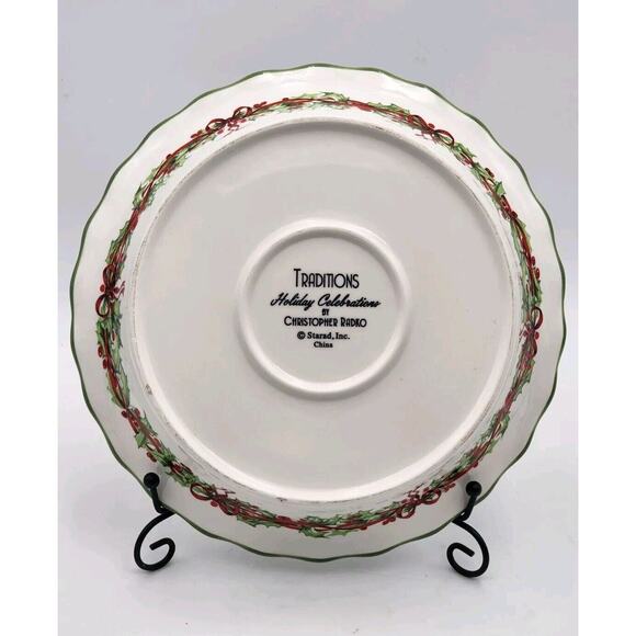 Christopher Radko Traditions Holiday Celebrations Quiche Pie Plate Dish 10" - Picture 13 of 16